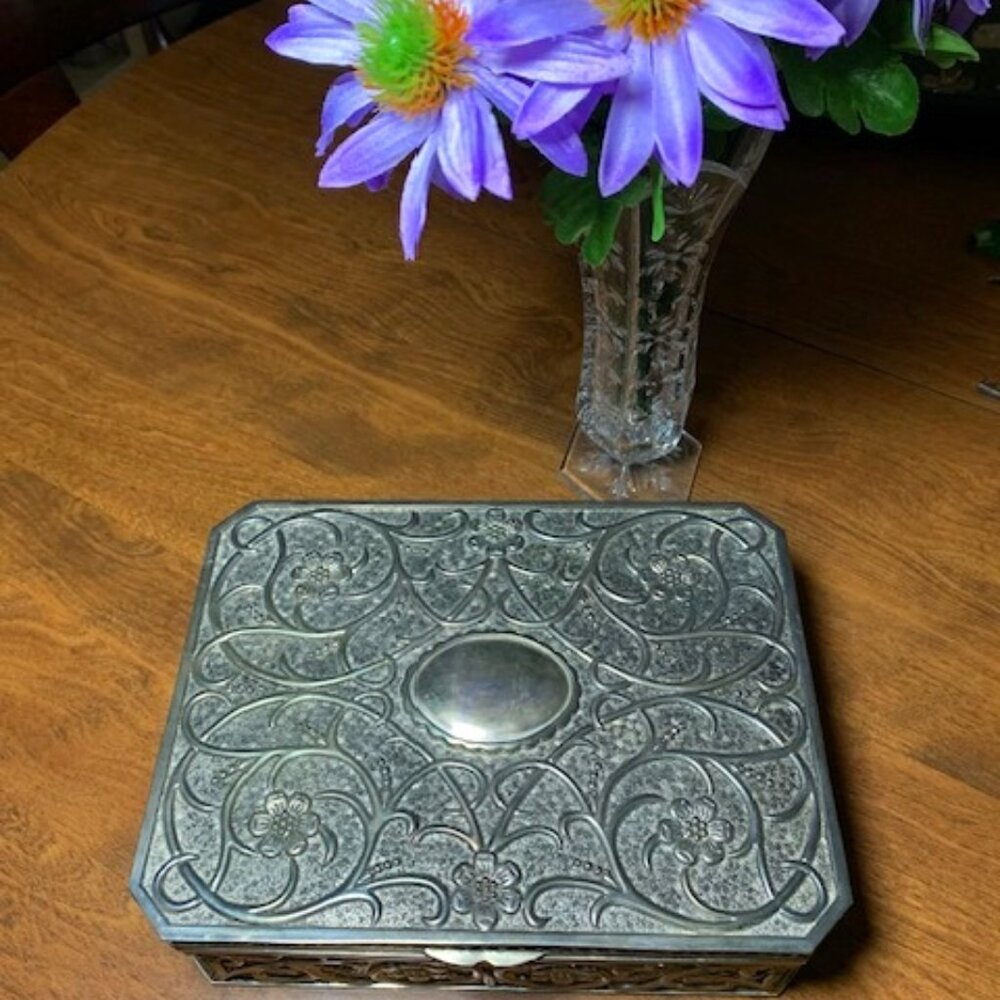 Vintage 1980's Godinger Silver Plated Jewelry Box